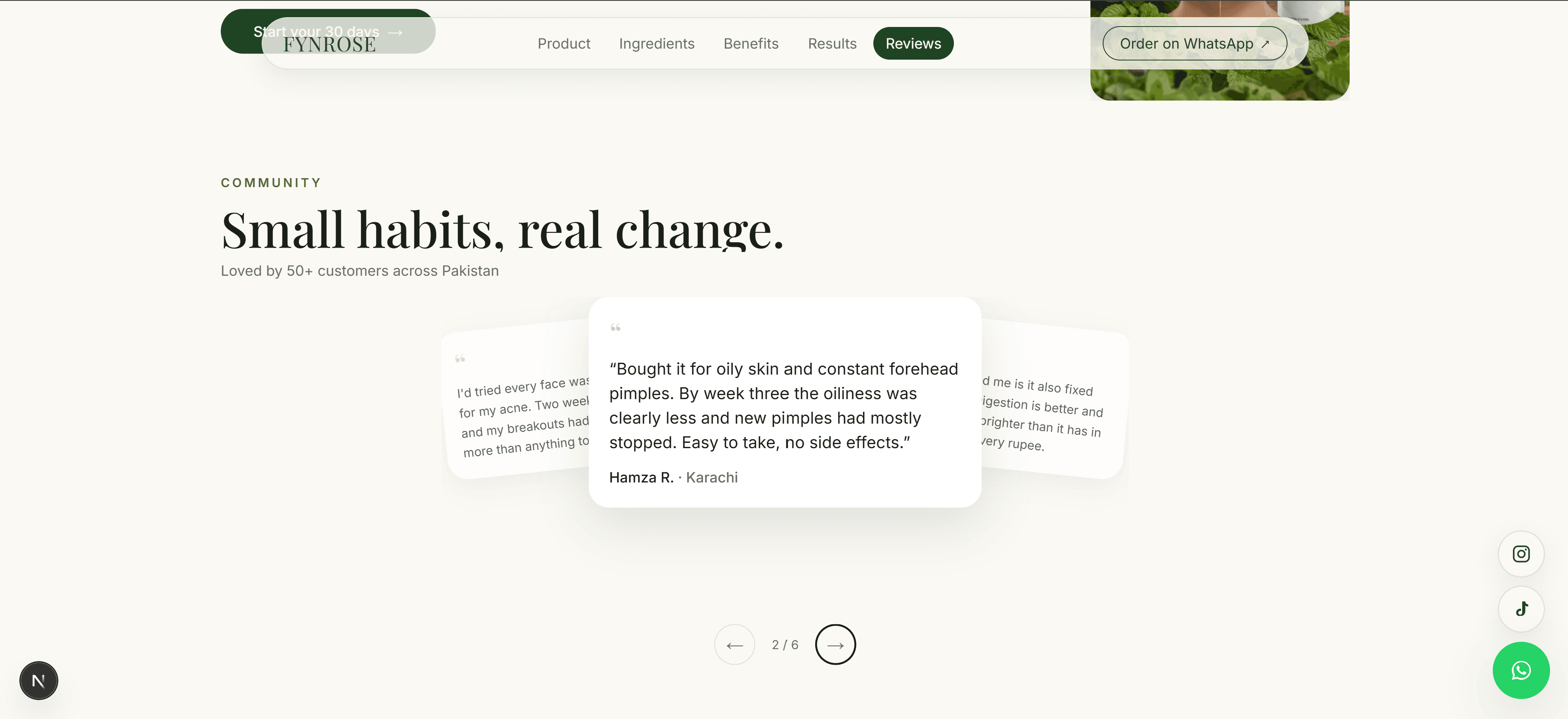 Customer reviews section